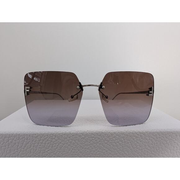 Authentic Fendi Rimless Square Sunglasses FE4082US 16Z 59 15 Palladium/Brown - Picture 2 of 12